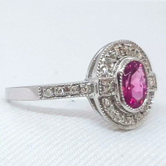 Lovely Antique Rhodolite Garnet and Diamond Ring - Picture 2 of 3